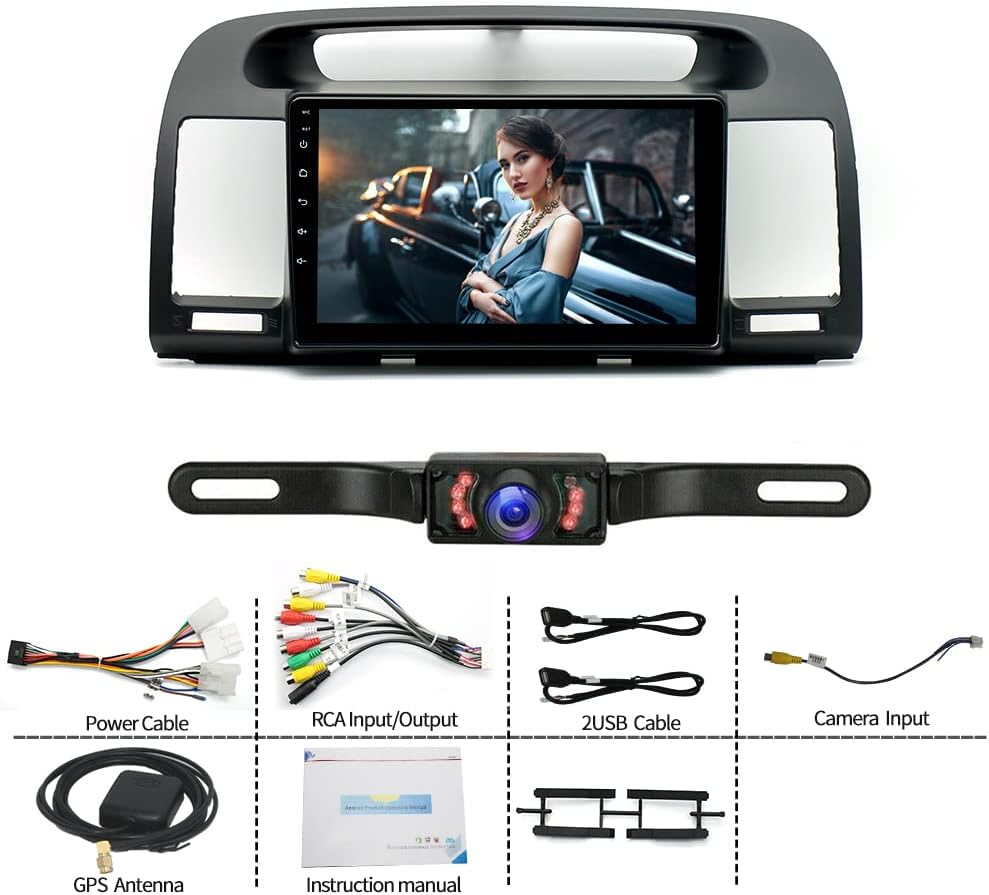 EWLSAC Android 11 Car Stereo Radio Player for Toyota Camry 2000-2006 2GB (RAM)+32GB (ROM) 9 inch Touch Screen Car Audio Receiver with GPS Navigation Bluetooth Head Unit Supports Backup Camera