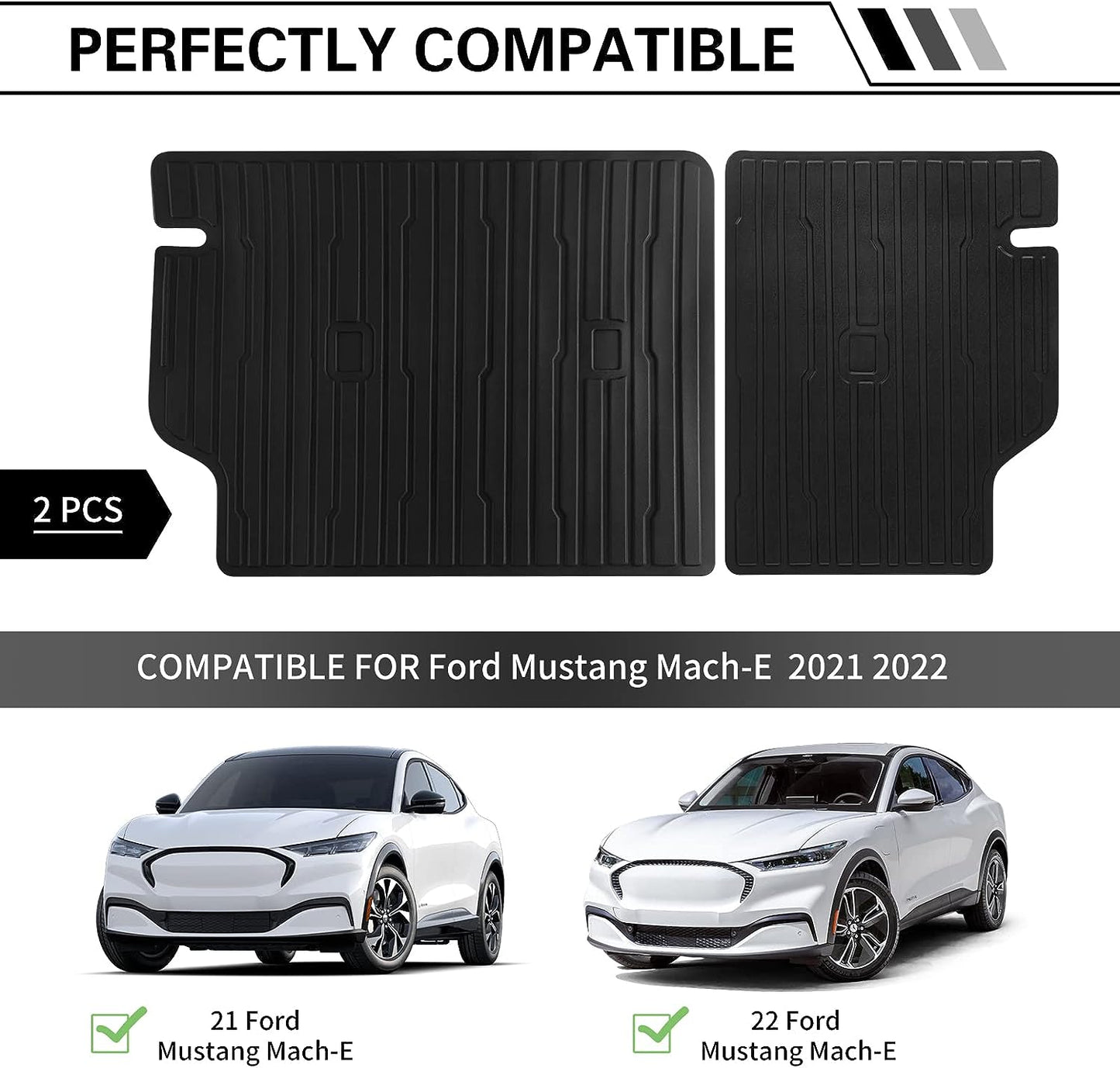 EWLSAC Back Seat Cover Protector for Ford Mustang Mach-E Accessories 2021 2022, Waterproof Second Row Seats Back Cover Cargo Mat Waterproof TPE Pet Mat Cargo Trunk Liner Rear Cargo Liner Mat