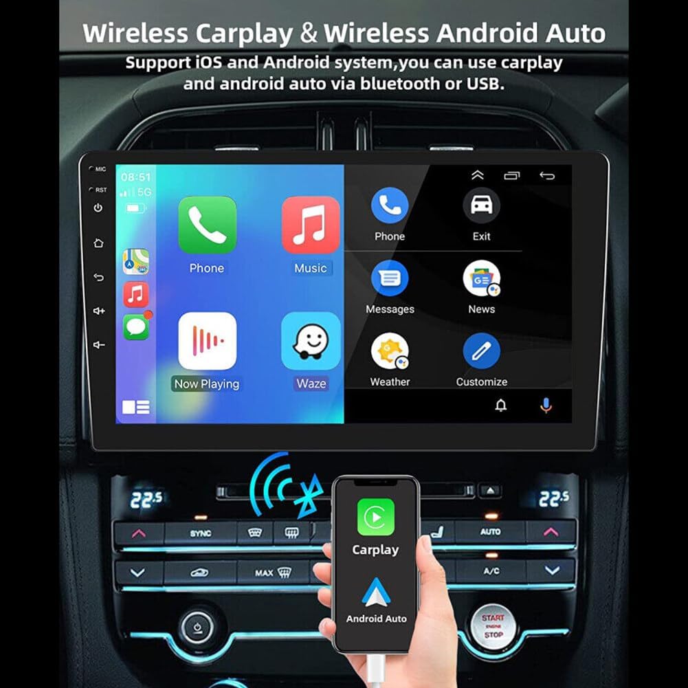 Android and iOS Car Stereo Radio, 10 Inch Carplay Rotatable Touch Screen Double Din GPS Navi, with Bluetooth/FM Radio/RDS/WiFi/Mirror-Link, Compatible for Mazda CX9 Bose 2007-2015 (1+16G)