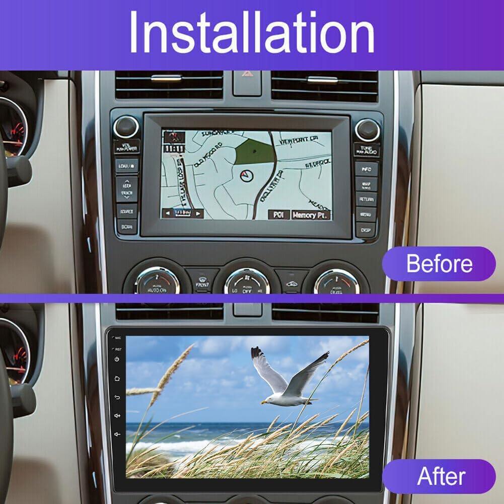 Android and iOS Car Stereo Radio, 10 Inch Carplay Rotatable Touch Screen Double Din GPS Navi, with Bluetooth/FM Radio/RDS/WiFi/Mirror-Link, Compatible for Mazda CX9 Bose 2007-2015 (1+16G)