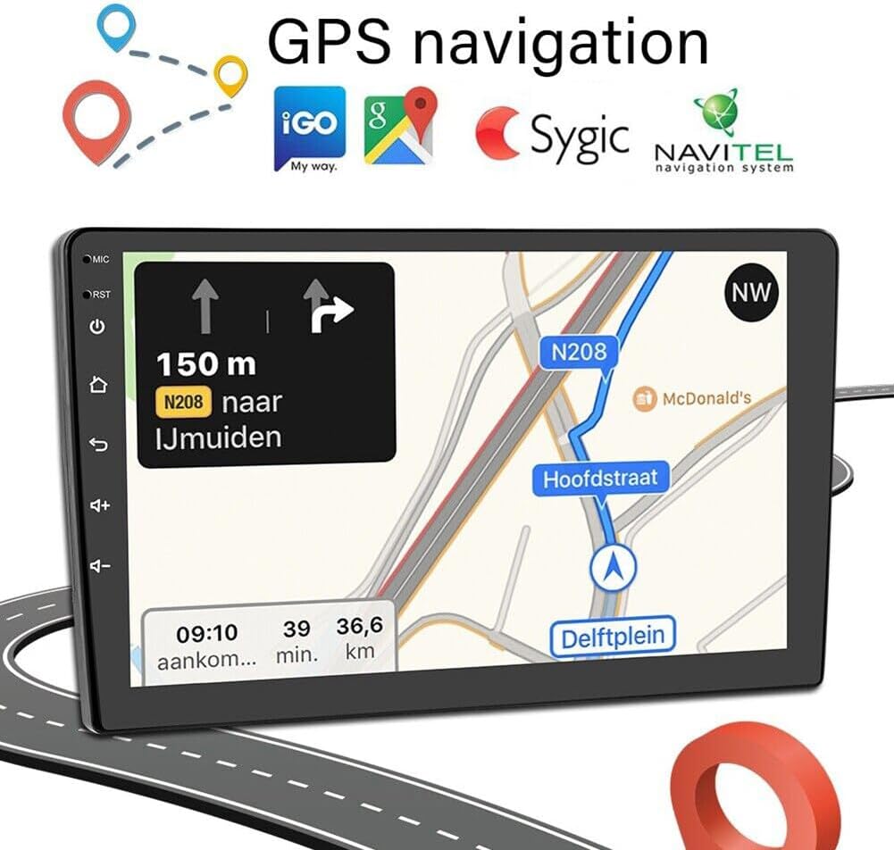 Android and iOS Car Stereo Radio, 10 Inch Carplay Rotatable Touch Screen Double Din GPS Navi, with Bluetooth/FM Radio/RDS/WiFi/Mirror-Link, Compatible for Mazda CX9 Bose 2007-2015 (1+16G)