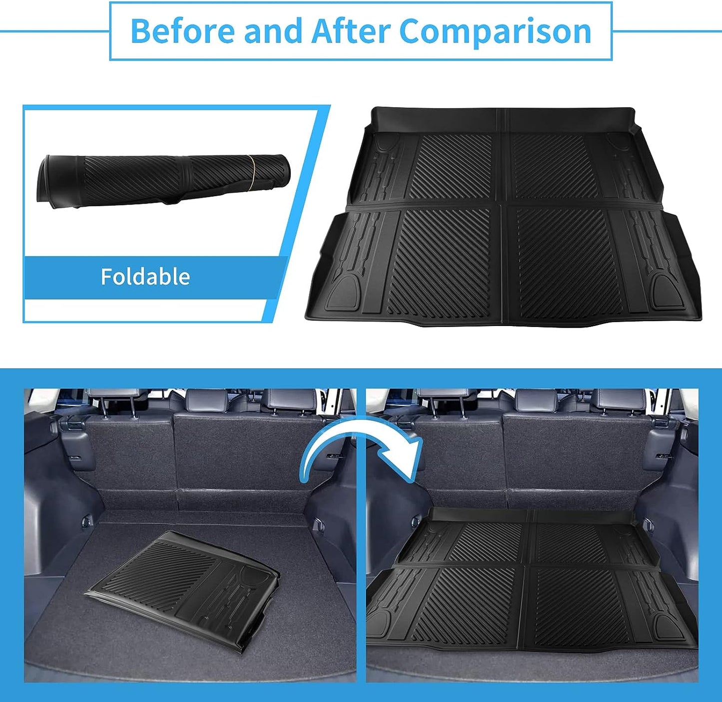 EWLSAC Fit 2021 2022 Ford Bronco Cargo Liners All-Weather TPE Waterproof Rear Trunk Tray Cargo Mats for Ford Bronco Accessories 4 Doors (Not Fit Bronco Sport)