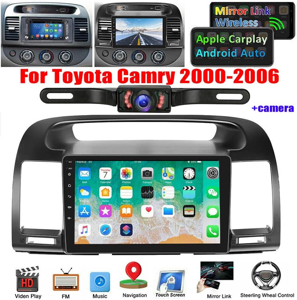 EWLSAC Android 11 Car Stereo Radio Player for Toyota Camry 2000-2006 2GB (RAM)+32GB (ROM) 9 inch Touch Screen Car Audio Receiver with GPS Navigation Bluetooth Head Unit Supports Backup Camera