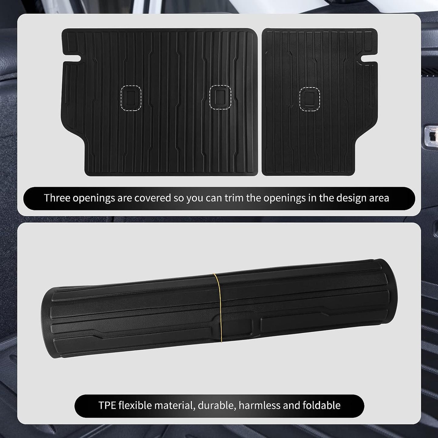 EWLSAC Back Seat Cover Protector for Ford Mustang Mach-E Accessories 2021 2022, Waterproof Second Row Seats Back Cover Cargo Mat Waterproof TPE Pet Mat Cargo Trunk Liner Rear Cargo Liner Mat
