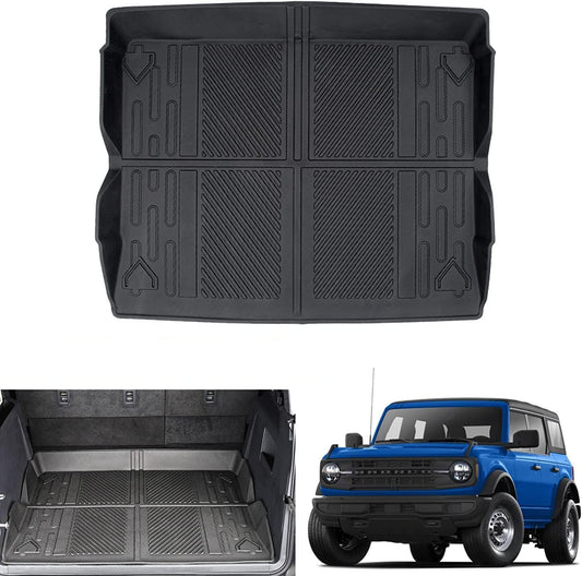 EWLSAC Fit 2021 2022 Ford Bronco Cargo Liners All-Weather TPE Waterproof Rear Trunk Tray Cargo Mats for Ford Bronco Accessories 4 Doors (Not Fit Bronco Sport)