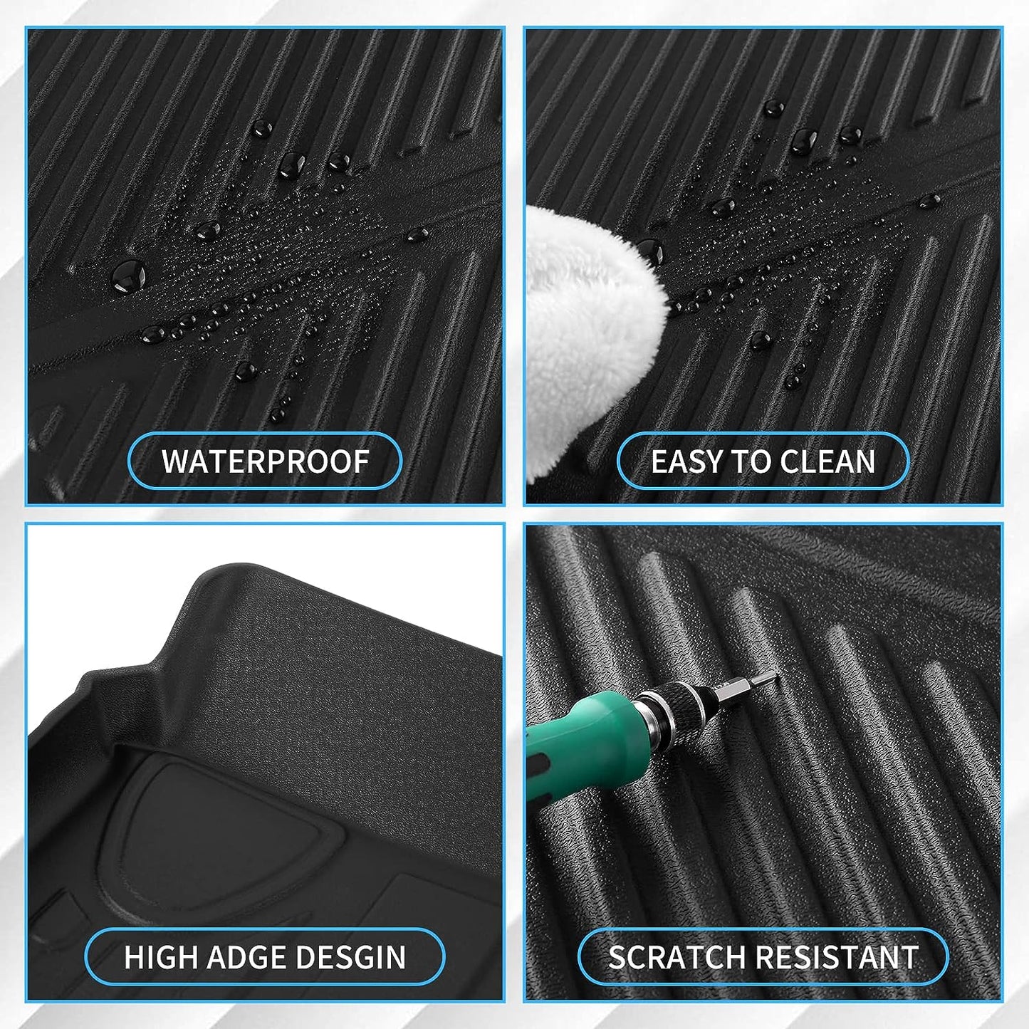 EWLSAC Fit 2021 2022 Ford Bronco Cargo Liners All-Weather TPE Waterproof Rear Trunk Tray Cargo Mats for Ford Bronco Accessories 4 Doors (Not Fit Bronco Sport)