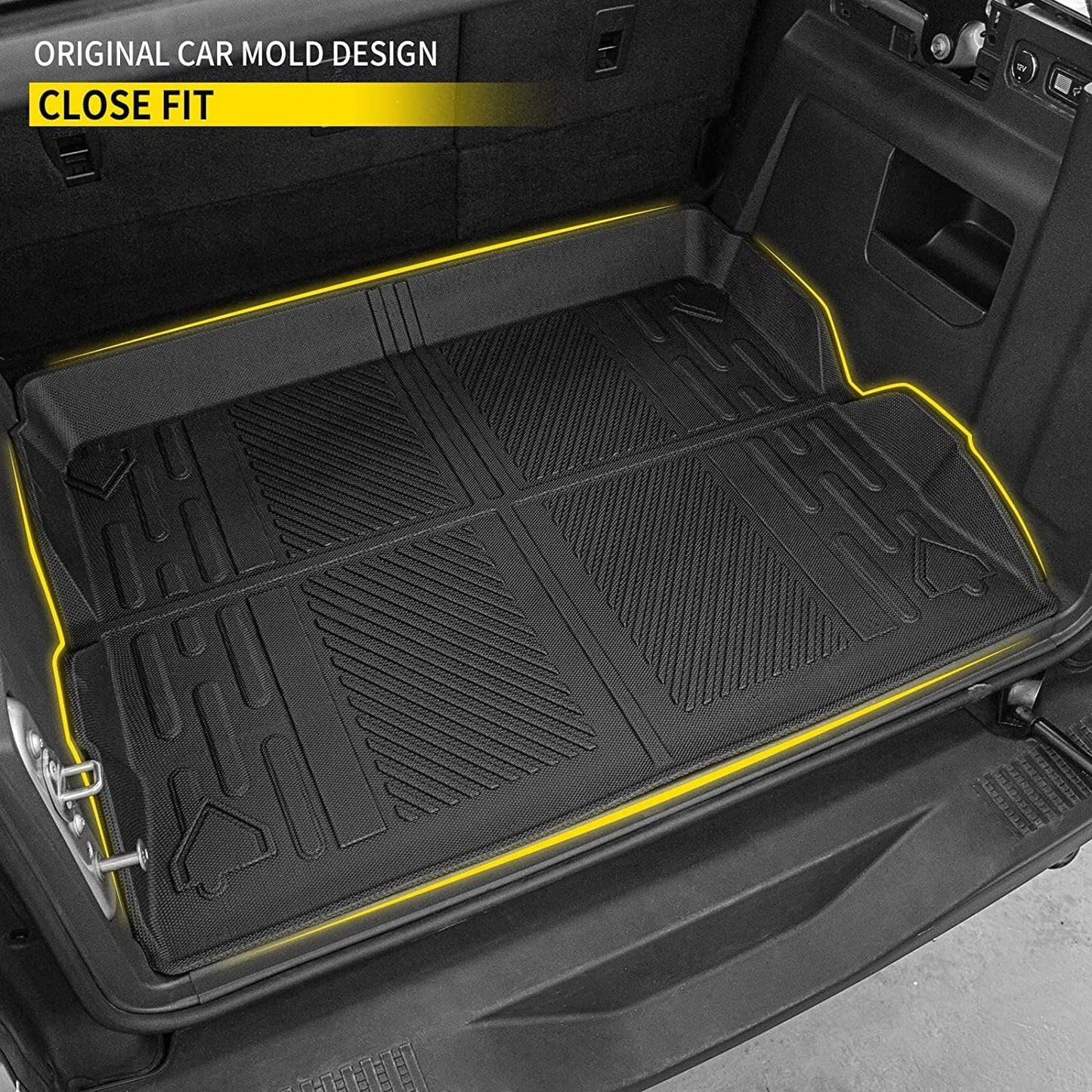 EWLSAC Fit 2021 2022 Ford Bronco Cargo Liners All-Weather TPE Waterproof Rear Trunk Tray Cargo Mats for Ford Bronco Accessories 4 Doors (Not Fit Bronco Sport)